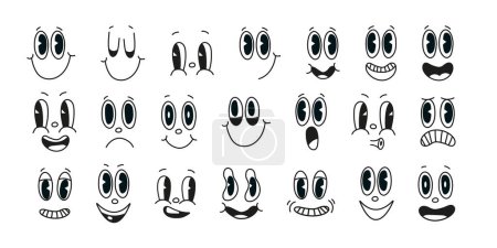 Ilustración de Conjunto de caras sonrientes divertidas. vector - Imagen libre de derechos