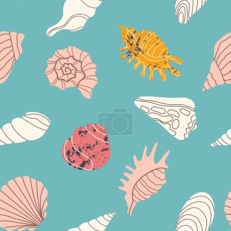 Illustration for Sea shells abstract background, texture - Royalty Free Image
