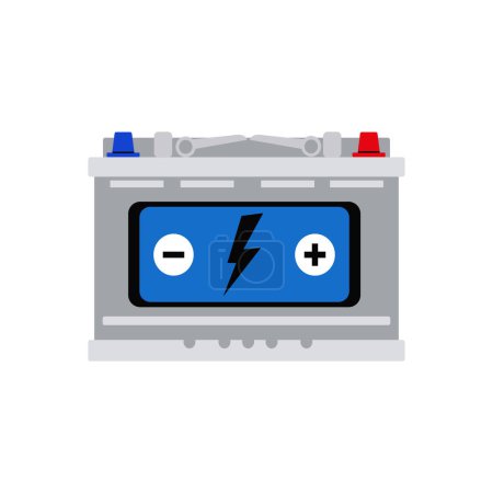 Illustration for Car battery flat vector icon isolated on white background. Auto accumulator battery energy power illustration. - Royalty Free Image
