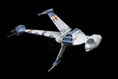 Photo for B-Wing Starfighter paper model form Star Wars (black background) - Royalty Free Image