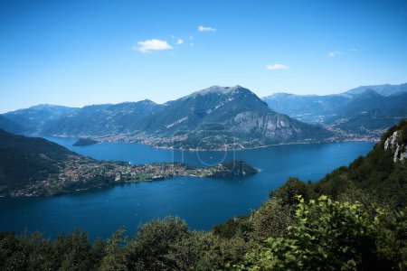                    breathtaking view of life on Lake Como on a summer day from above             