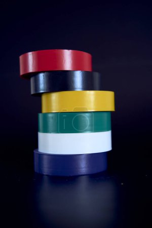 Photo for A set of colored insulating tape on a black background - Royalty Free Image