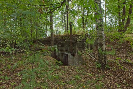 Old WW1 fortification Krepost Sveaborg ruins in forest in summer, Mkkyl, Vantaa, Finland.