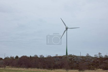View of wind turbine on the island of Kkar in spring, Finland.