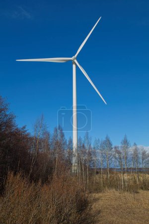 View of a wind turbine at Mntyluoto in spring, Pori, Finland.