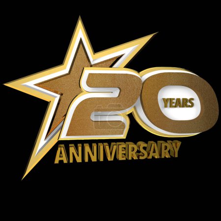 20 Years Anniversary 3d golden star (Badge Anniversary Logo)
