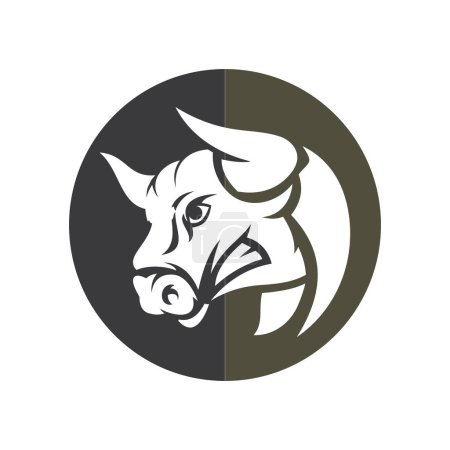 Téléchargez les illustrations : Abstrait bull logo vectoriel illustrations design icône logo modèle - en licence libre de droit