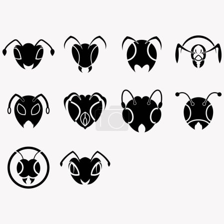 Illustration for Vector image illustration of a collection of ant logos - Royalty Free Image