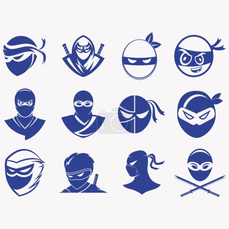 vector image illustration of a collection of ninja logos