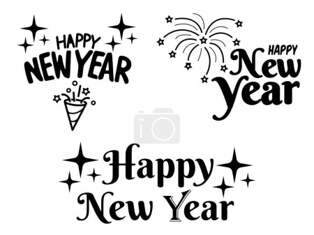 Illustration for Happy New Year Stylish Typographic Inscription Vector Image - Royalty Free Image