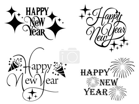 Illustration for Happy New Year Stylish Typographic Inscription Vector Image - Royalty Free Image