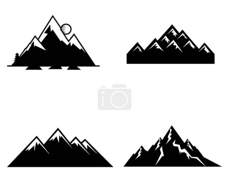Illustration for Set of vector mountain and outdoor adventures icon on white background illustration - Royalty Free Image