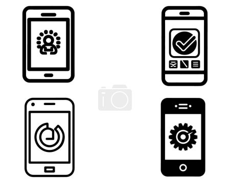 Illustration for Mobile phone icon set vector on white background illustration - Royalty Free Image