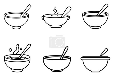 Bowl And Spoon Set Vector Design On White Background illustration
