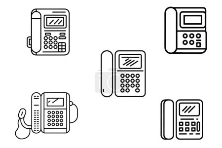 Telephone Vector Set Silhouette Outline Silhouette Icons In White Background
