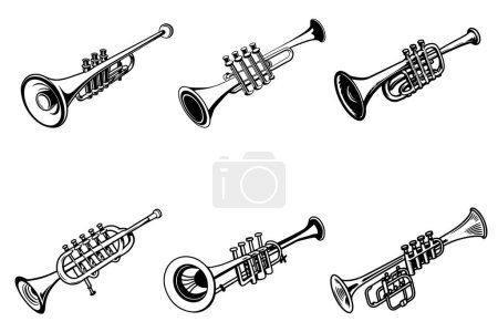Trumpet Vector Silhouette Outline Silhouette Icons In White Background