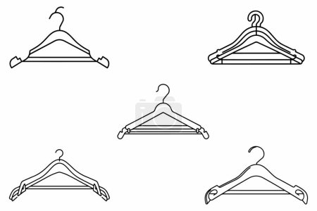 Hangers Set Outline Vector Illustration On White Background