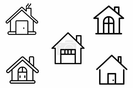 Photo for Home Icons Set Outline Vector Illustration On White Background - Royalty Free Image