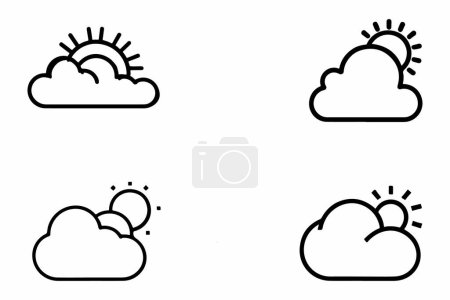 Cloud Icons Set Outline Vector Illustration on white background
