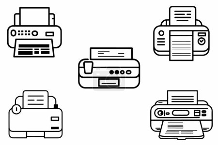 Conjunto de iconos de fax Conjunto Esquema Vector Ilustración sobre fondo blanco