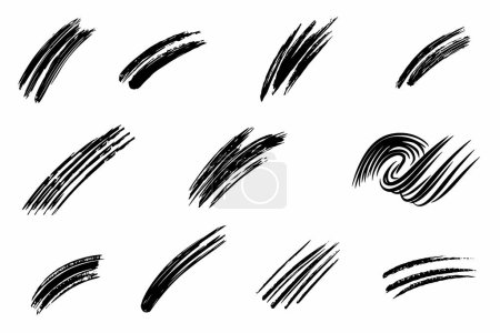 Illustration for Brush Stroke Line Sketch Set Outline Vector Illustration on white background - Royalty Free Image