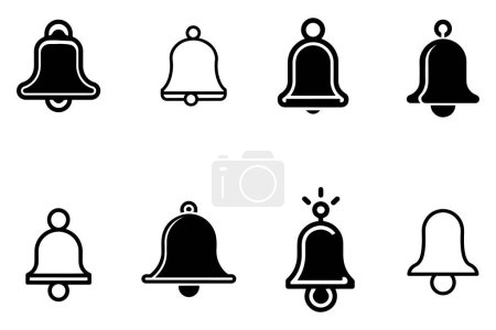 Set von Glocken Hand gezeichnet Design auf weißem Hintergrund Illustration