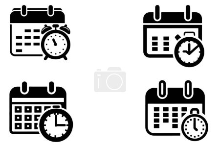Calendar clock outline vector on white background illustration