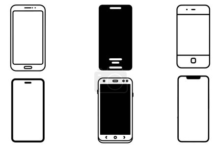 Smartphone outline vector on white background illustration
