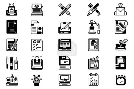 Stationery Icons outline vector on white background illustration