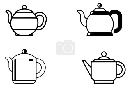 Teekanne Umrissvektor auf weißem Hintergrund Illustration