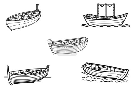 Icône vectorielle bateau en bois sur fond blanc illustration