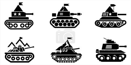 Vector de conjunto de tanque dibujado a mano sobre fondo blanco