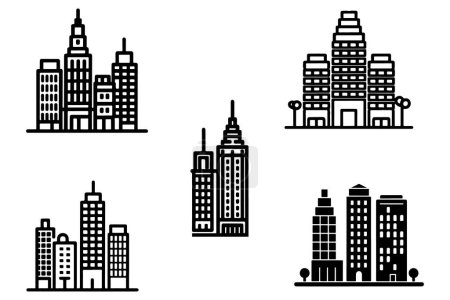 City Skyline Panoramic With Buildings Vector On White Background