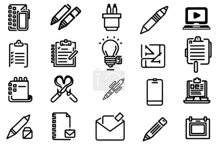 Photo for Stationery Icons Set Outline Vector On White Background - Royalty Free Image