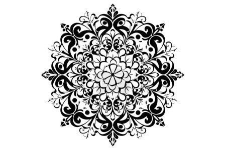 Fleur linéaire Mandala contour décoratif noir ornements ronds vecteur sur fond blanc