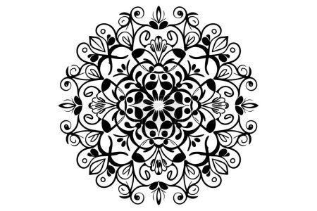 Flor lineal Mandala contorno negro decorativo redondo adornos vector sobre fondo blanco