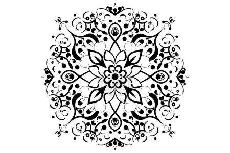 Linear Flower Mandala Outline Black Decorative Round Ornaments Vector On White Background