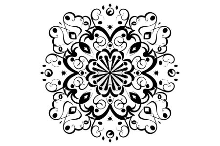 Flor lineal Mandala contorno negro decorativo redondo adornos vector sobre fondo blanco