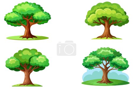 Ilustración de Vector de árbol de dibujos animados sobre fondo blanco - Imagen libre de derechos