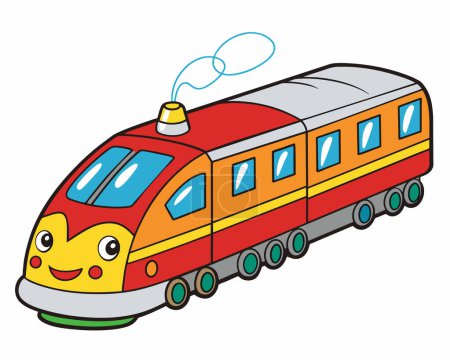 Umriss Cartoon Eisenbahn Spielzeug Vektor Illustration auf weißem Hintergrund