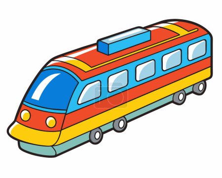 Esquema de dibujos animados tren juguete vector ilustración sobre fondo blanco