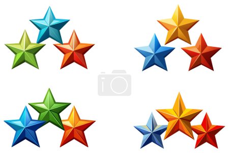 Ilustración vectorial Estrellas coloridas sobre fondo blanco