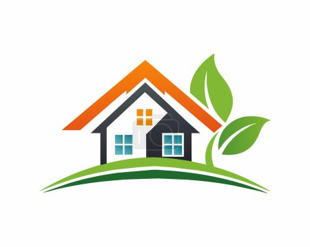 Real estate house with tree company business logo