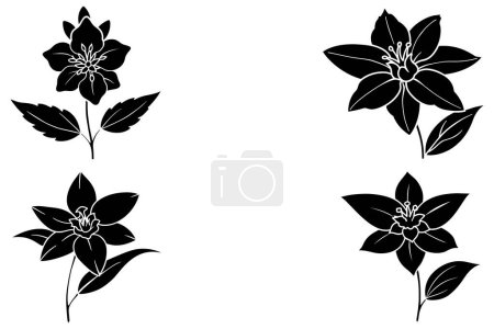 Illustration for Set of hand drawing vanilla flowers on a white background Vector illustration - Royalty Free Image