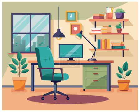 Photo for Home office workplace vector vector design illustration - Royalty Free Image