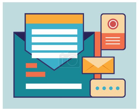 E-mail envelope marketing message and icons vector illustration