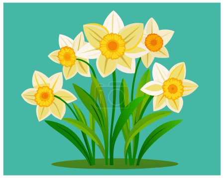 Ilustración de Hermosas flores florecientes de primavera narcisos creciendo en la ilustración vector de flores - Imagen libre de derechos