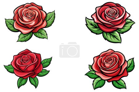 Rose Blume Set Vektor Design Illustration