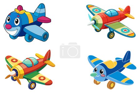 Cartoon Spielzeug Flugzeug Vektor Illustration