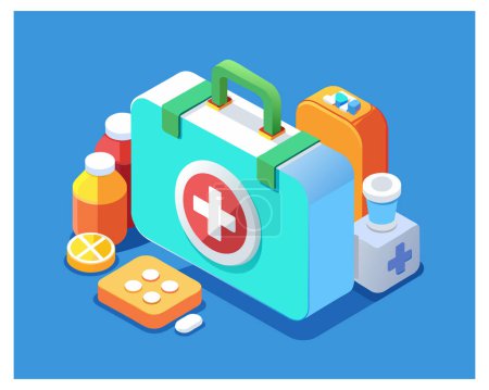 Photo for 3d First Aid Medicine Box With Plus Icon Vaccinate Concept Vector - Royalty Free Image